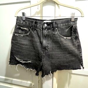 Pistola distressed black/faded black denim shorts size 28